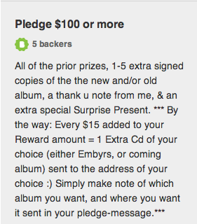 100 reward level band kickstarter